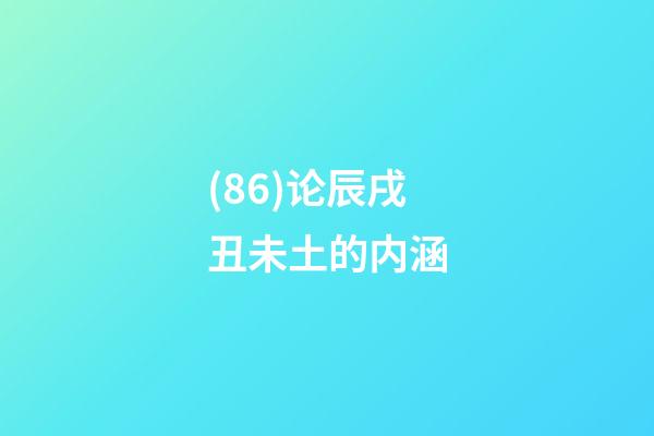 (86)论辰戌丑未土的内涵