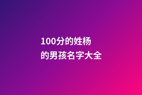 100分的姓杨的男孩名字大全