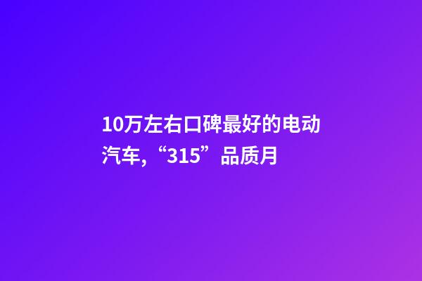 10万左右口碑最好的电动汽车,“315”品质月-第1张-观点-玄机派