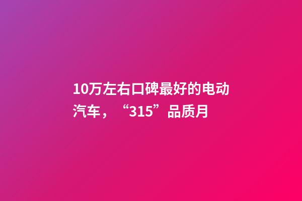 10万左右口碑最好的电动汽车，“315”品质月-第1张-观点-玄机派