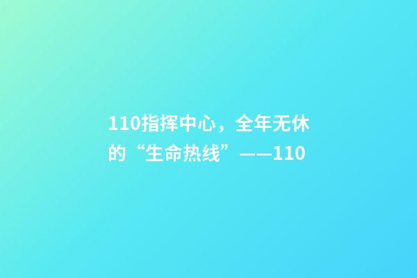 110指挥中心，全年无休的“生命热线”——110-第1张-观点-玄机派