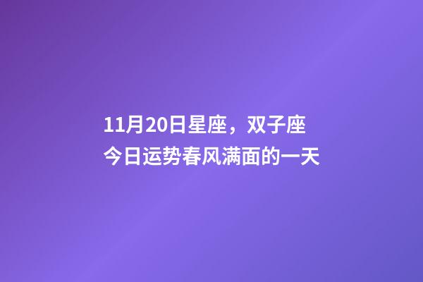 11月20日星座，双子座今日运势(11月20日)春风满面的一天-第1张-观点-玄机派