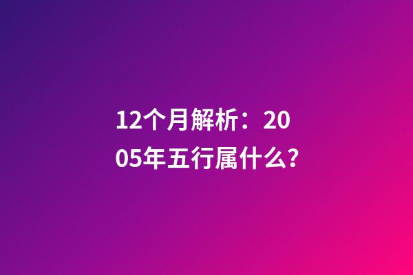 12个月解析：2005年五行属什么？