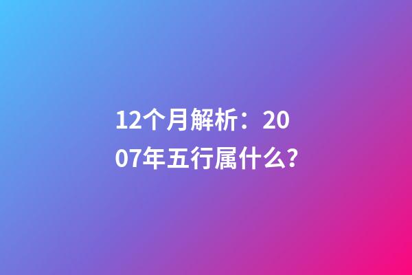 12个月解析：2007年五行属什么？