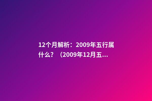 12个月解析：2009年五行属什么？（2009年12月五行属什么命）