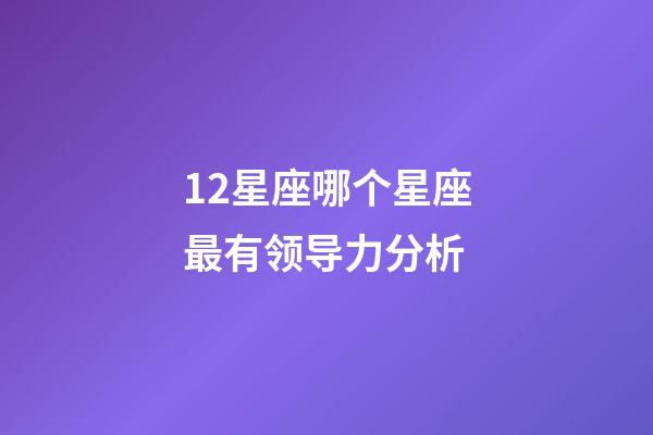 12星座哪个星座最有领导力分析