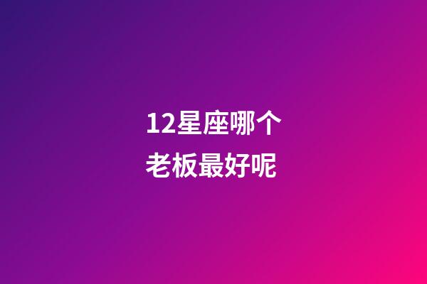 12星座哪个老板最好呢-第1张-星座运势-玄机派