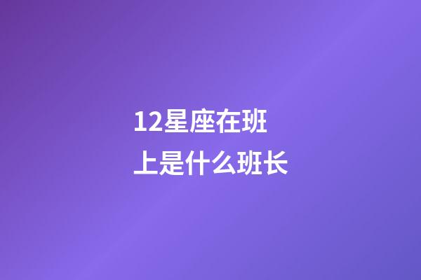 12星座在班上是什么班长-第1张-星座运势-玄机派