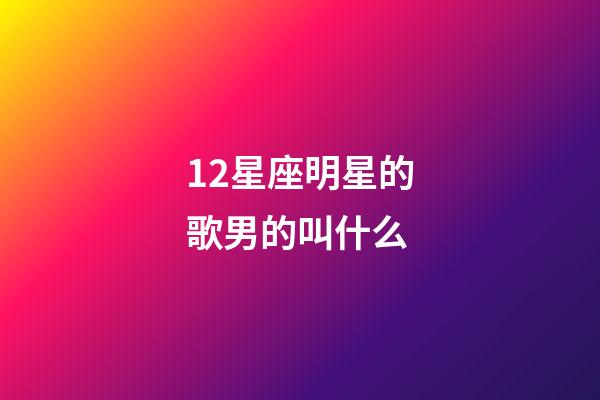 12星座明星的歌男的叫什么-第1张-星座运势-玄机派