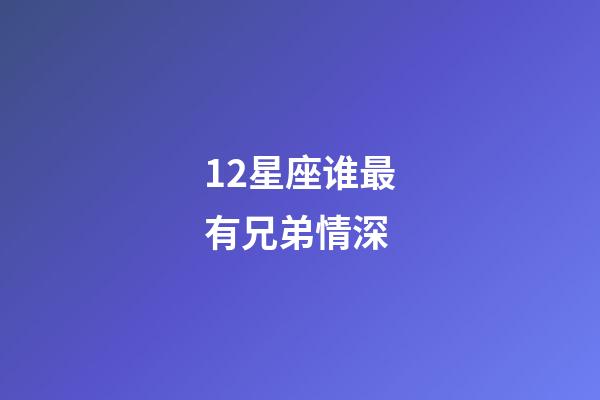 12星座谁最有兄弟情深-第1张-星座运势-玄机派