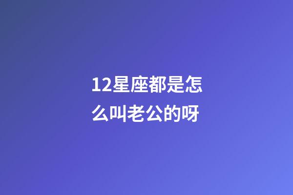 12星座都是怎么叫老公的呀-第1张-星座运势-玄机派