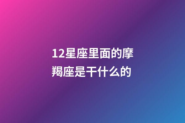 12星座里面的摩羯座是干什么的-第1张-星座运势-玄机派