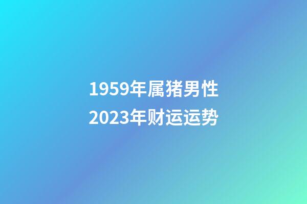 1959年属猪男性2023年财运运势