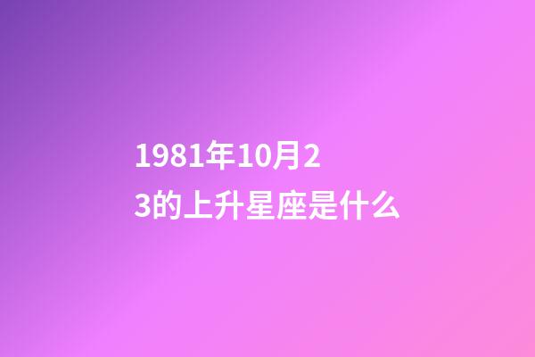 1981年10月23的上升星座是什么-第1张-星座运势-玄机派