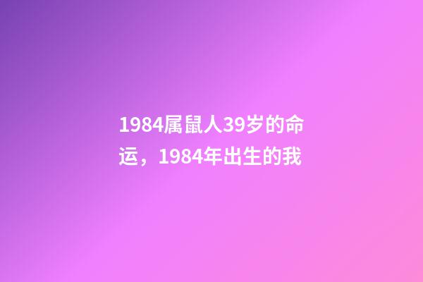 1984属鼠人39岁的命运，1984年出生的我-第1张-观点-玄机派