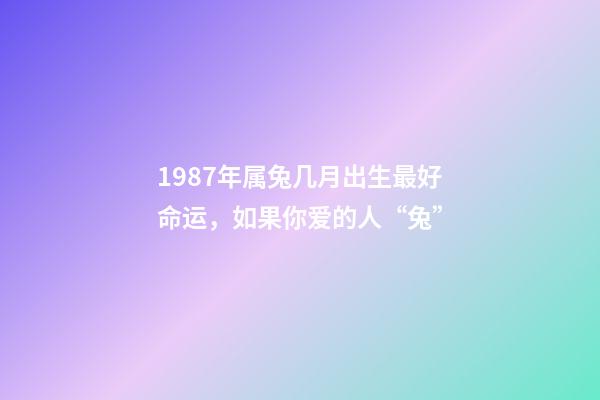 1987年属兔几月出生最好命运，如果你爱的人“兔”-第1张-观点-玄机派