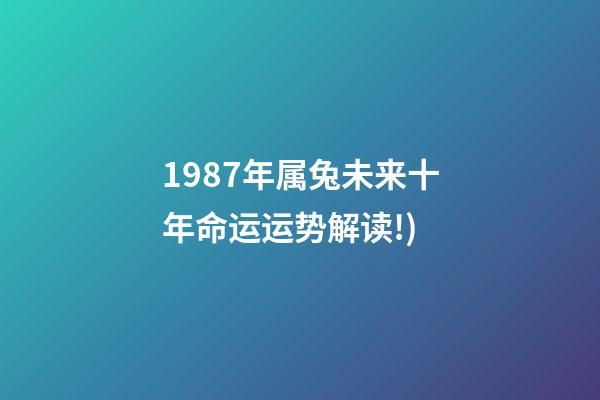 1987年属兔未来十年命运(2018年不同年份(生肖兔人)运势解读!(完整版))-第1张-观点-玄机派