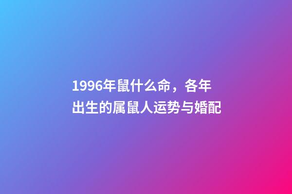 1996年鼠什么命，各年出生的属鼠人运势与婚配-第1张-观点-玄机派