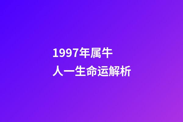 1997年属牛人一生命运解析(属牛的人2015年冲太岁生肖运程)-第1张-观点-玄机派