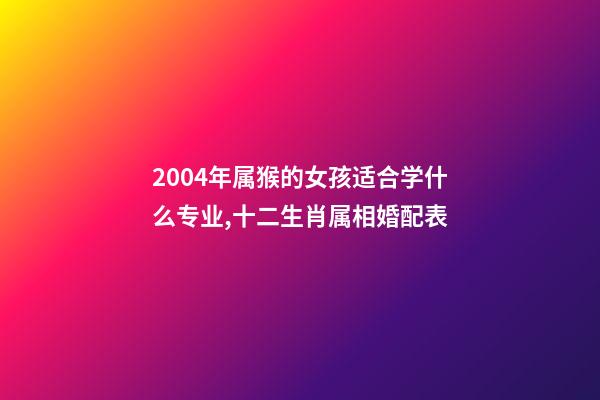2004年属猴的女孩适合学什么专业,十二生肖属相婚配表(含具体年份)-第1张-观点-玄机派