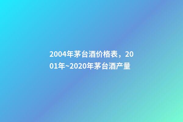 2004年茅台酒价格表，2001年~2020年茅台酒产量-第1张-观点-玄机派