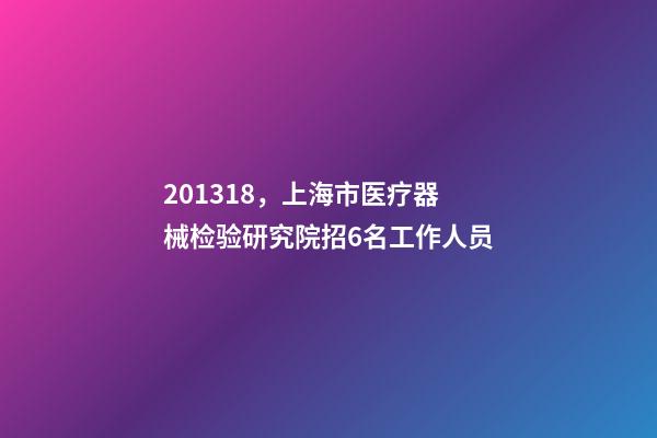 201318，上海市医疗器械检验研究院招6名工作人员-第1张-观点-玄机派
