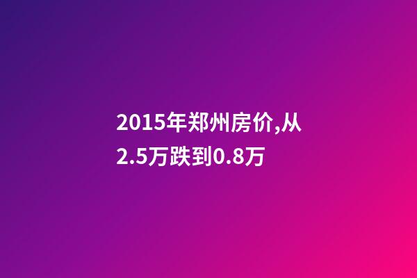 2015年郑州房价,从2.5万跌到0.8万-第1张-观点-玄机派