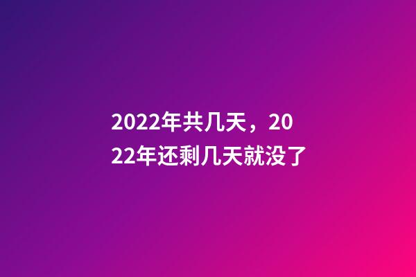 2022年共几天，2022年还剩几天就没了-第1张-观点-玄机派