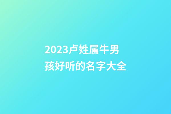 2023卢姓属牛男孩好听的名字大全