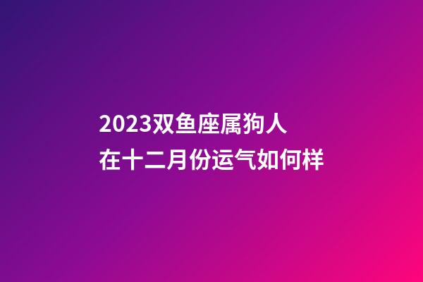 2023双鱼座属狗人在十二月份运气如何样-第1张-星座运势-玄机派