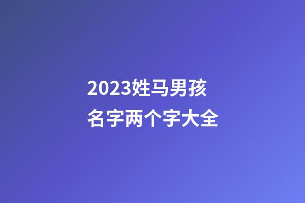 2023姓马男孩名字两个字大全