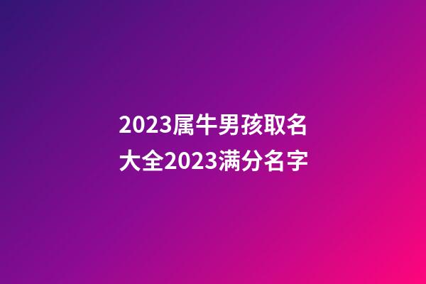 2023属牛男孩取名大全2023满分名字