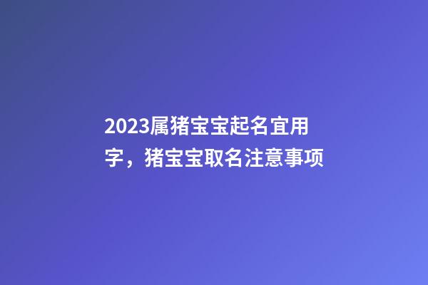 2023属猪宝宝起名宜用字，猪宝宝取名注意事项