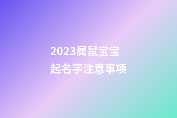 2023属鼠宝宝起名字注意事项