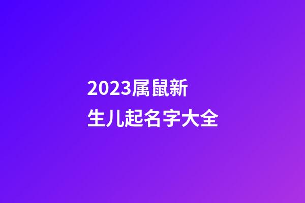 2023属鼠新生儿起名字大全