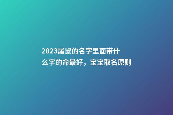 2023属鼠的名字里面带什么字的命最好，宝宝取名原则