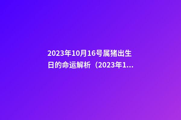 2023年10月16号属猪出生日的命运解析（2023年10月16号属猪出生日的命运解析图）