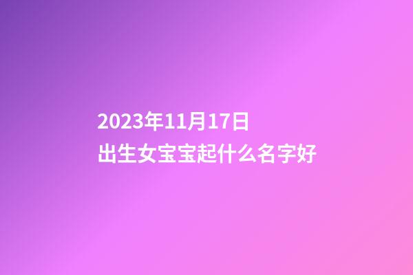 2023年11月17日出生女宝宝起什么名字好
