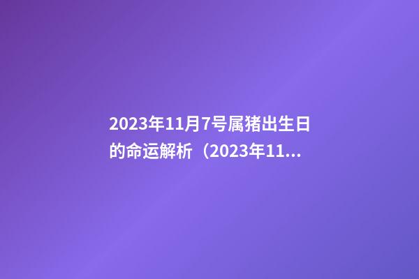 2023年11月7号属猪出生日的命运解析（2023年11月7号属猪出生日的命运解析图）