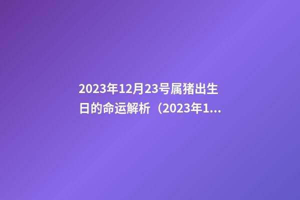 2023年12月23号属猪出生日的命运解析（2023年12月23号属猪出生日的命运解析吉凶）
