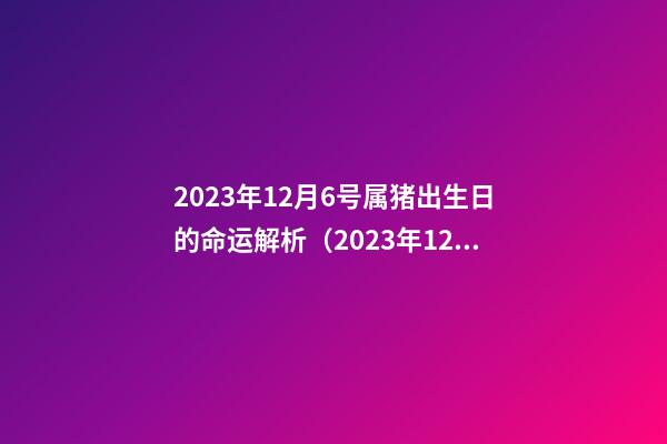 2023年12月6号属猪出生日的命运解析（2023年12月6日出生的人命运）