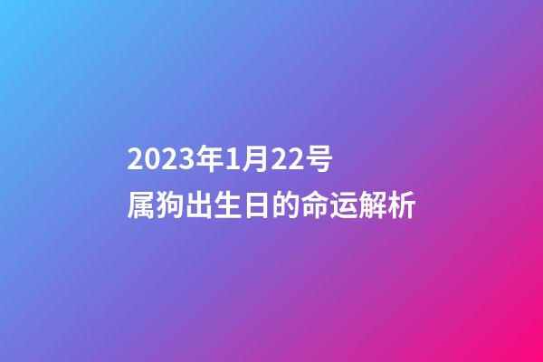 2023年1月22号属狗出生日的命运解析