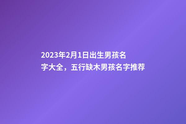 2023年2月1日出生男孩名字大全，五行缺木男孩名字推荐