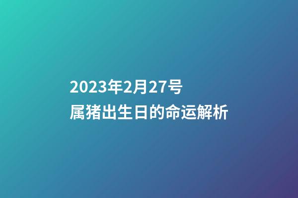 2023年2月27号属猪出生日的命运解析