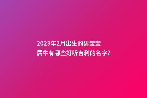 2023年2月出生的男宝宝属牛有哪些好听吉利的名字？