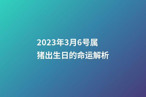 2023年3月6号属猪出生日的命运解析