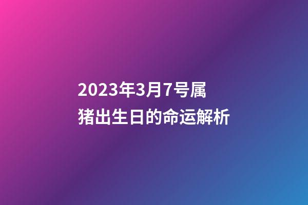 2023年3月7号属猪出生日的命运解析