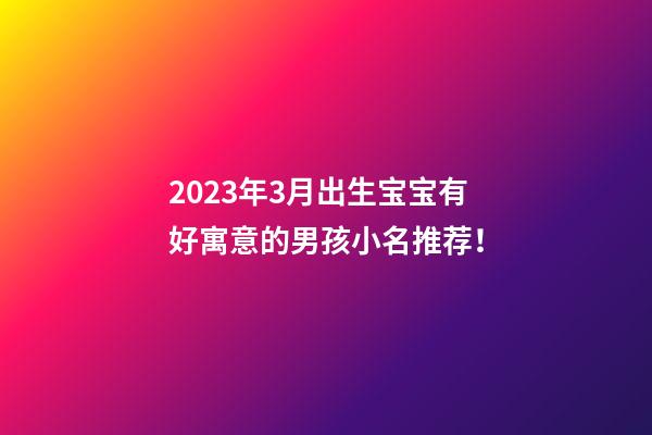 2023年3月出生宝宝有好寓意的男孩小名推荐！