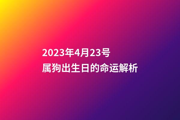 2023年4月23号属狗出生日的命运解析