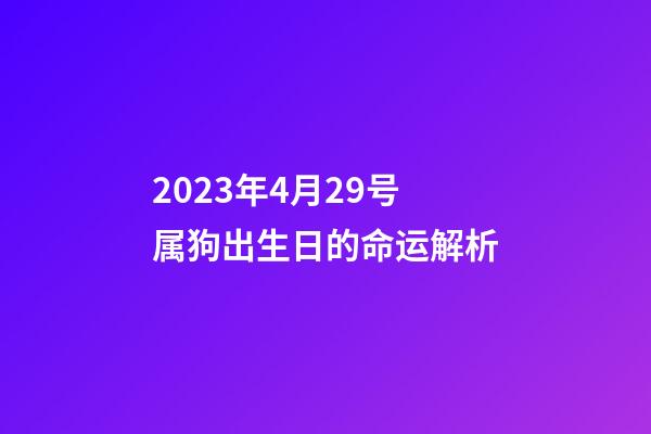 2023年4月29号属狗出生日的命运解析